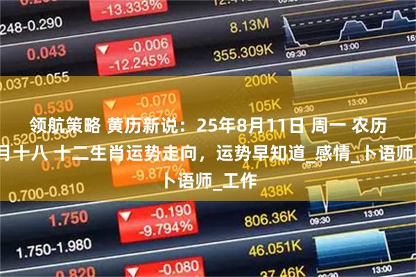 领航策略 黄历新说：25年8月11日 周一 农历闰六月十八 十二生肖运势走向，运势早知道_感情_卜语师_工作