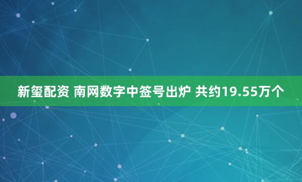 新玺配资 南网数字中签号出炉 共约19.55万个